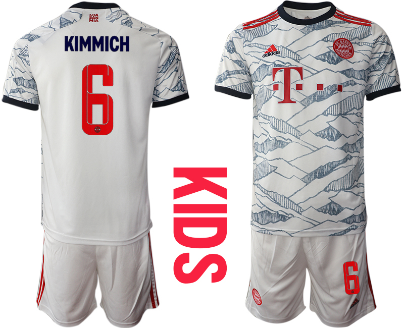 Youth 2021-2022 Club Bayern Munich Second away white #6 Soccer Jersey->youth soccer jersey->Youth Jersey